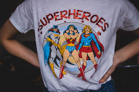 Person Wearing Superheroes Printed T-shirt thumbnail