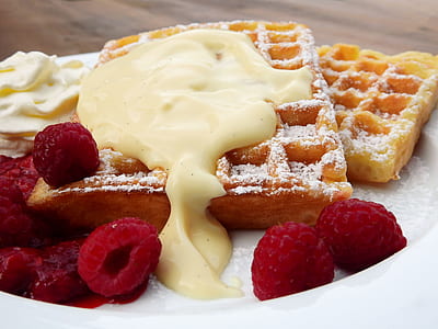 waffles with raspberry and sauce thumbnail