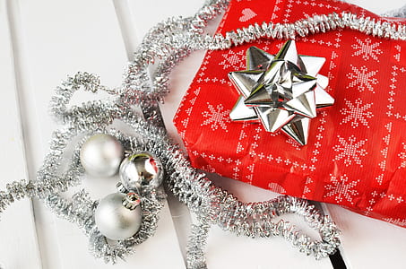 three silver Christmas baubles thumbnail