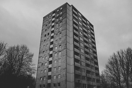 Residential building in black and white thumbnail