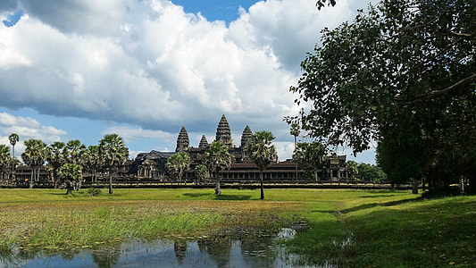 ancient temple under cloudy blue sky thumbnail