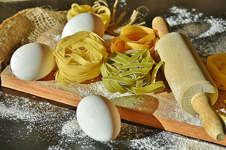 eggs and pasta with wooden rolling pin thumbnail