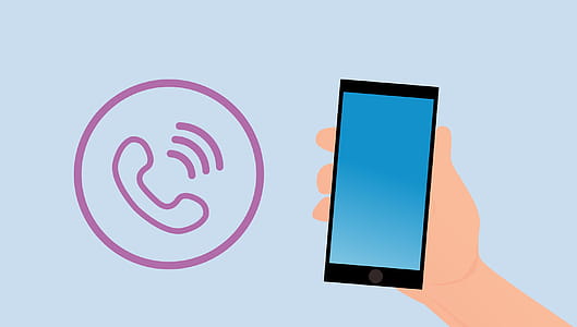 hand holding mobile phone device with call icon thumbnail