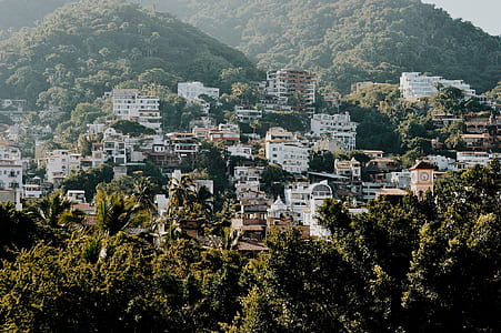 White and Brown Buildings on Mountain thumbnail