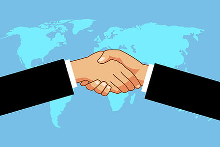 Illustration of hands shaking in agreement of business deal. thumbnail