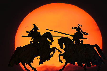 two men on horse silhouette digital wallpaper thumbnail