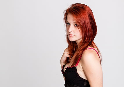 young woman, red hair, lingerie, caucasian, model, glamour thumbnail