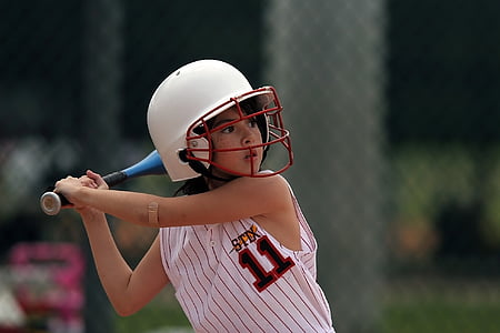 close-up photography of girl holding baseball bat thumbnail