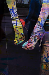 pair of women's multicolored heel boots thumbnail