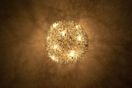 brown ceiling light fixture turned-on thumbnail