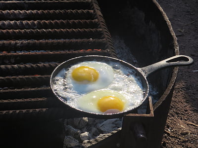 poached eggs on black pan thumbnail