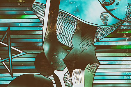Close-up shot of coloured stained glass, image captured in an art gallery in Paris, France thumbnail