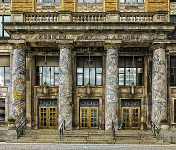 Capitol Building columns and doors in Juneau, Alaska thumbnail