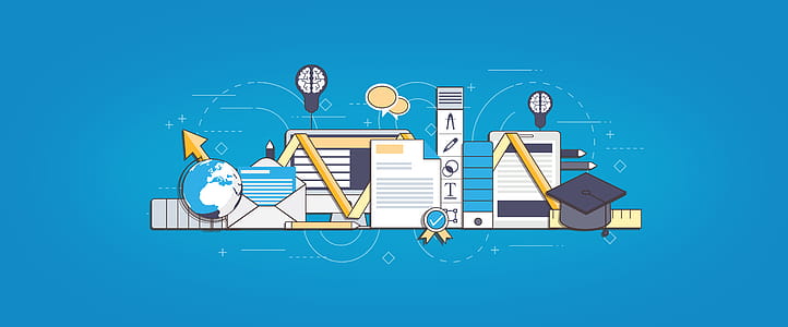 E-Learning and On-Line Degree Concept - Learning and Knowledge - Blue Version thumbnail