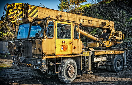 yellow ADK-125 crane truck thumbnail