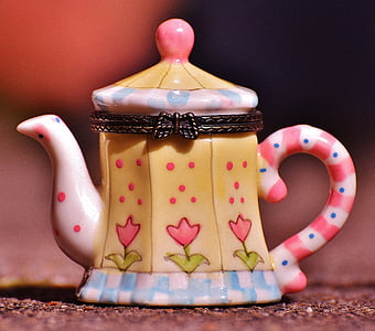 beige and white ceramic teapot container thumbnail