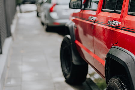 Old red Jeep Cherokee thumbnail