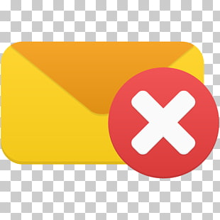 Symbol yellow orange, Email delete, yellow and red mail illustration PNG clipart