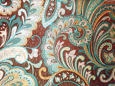 brown and green floral textile thumbnail