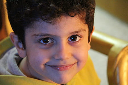 closeup photo of boy smiling wearing yellow hoodie thumbnail
