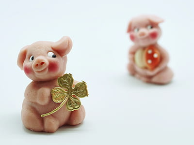 shallow focus photography of pink holding gold clover leaf thumbnail