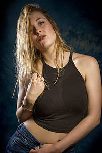 woman wearing black halter top thumbnail