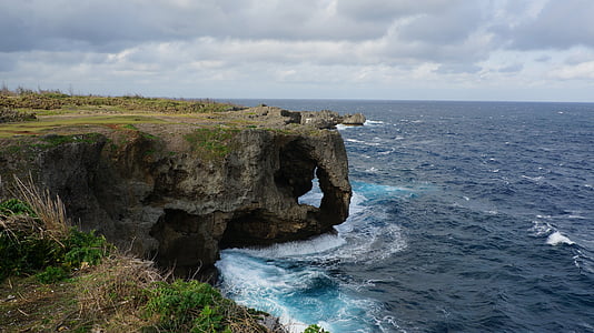 landscape photography of ocean water near rock formation during daytime thumbnail