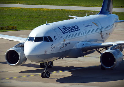 white Lufthansa plane ahead thumbnail