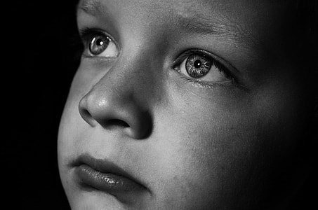 grayscale photo of boy portrait thumbnail