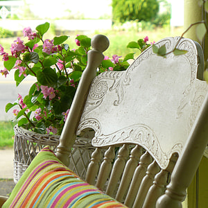 white wooden chair with throw pillow thumbnail