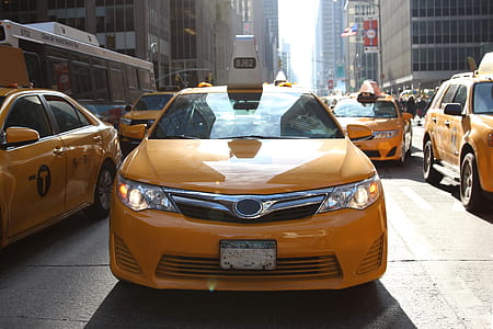 New york city yellow taxis on a busy road thumbnail