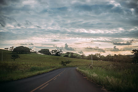road, landscape, clouds, field thumbnail