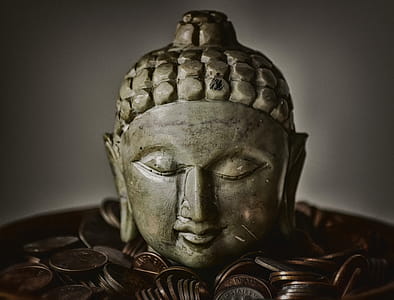 Gautama Buddha Bust Surrounded by Coins thumbnail