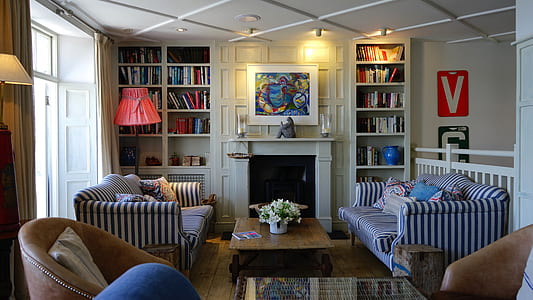white-and-blue striped couches thumbnail