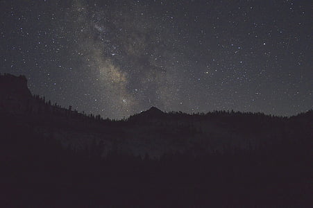 silhouette of tree and mountain during nighttime thumbnail