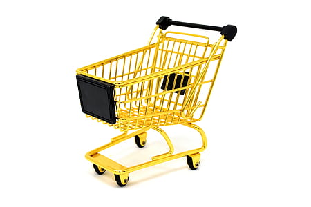 photo of yellow and black metal shopping cart thumbnail