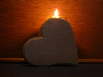 brown wooden heart shape candle holder thumbnail