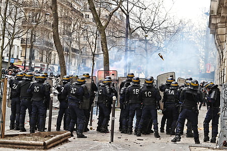 group of riot police on the street thumbnail