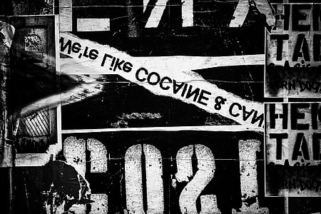Black and white shot of street art and lettering in Brooklyn, New York City thumbnail