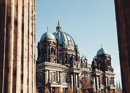 Berlin cathedral through columns at sunset thumbnail