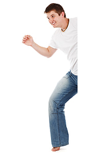 man bending while raising right hand thumbnail