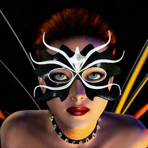 red haired woman wearing white and black face mask thumbnail