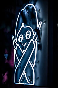 turned on white LED neon signage thumbnail