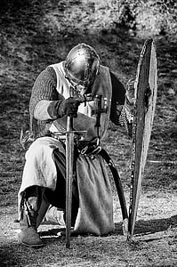 grayscale photo of knight thumbnail