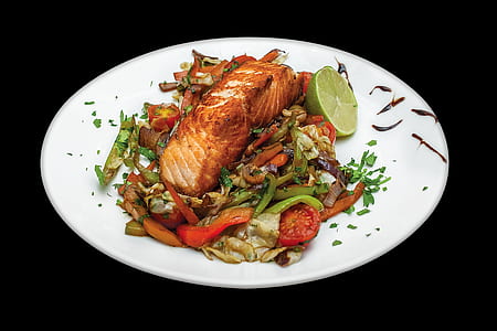 cooked meat with vegetable on plate thumbnail