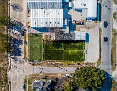 aerial photography soccer field at daytime thumbnail