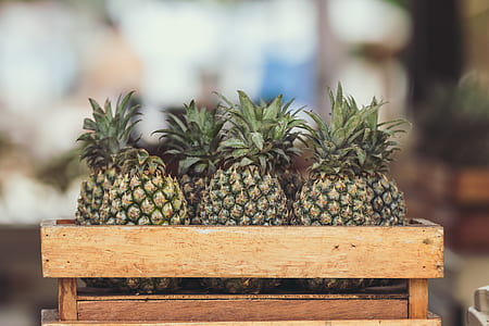 selective focus photography of pineapple fruit on basket thumbnail