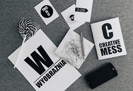 Top view of black and white typography sentences thumbnail