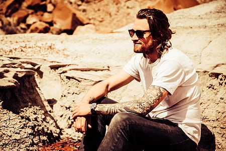 man, person, sunglasses, sand thumbnail