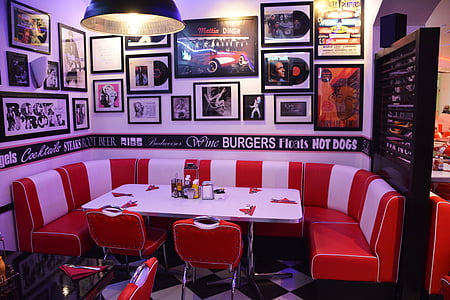 restaurant interior with paintings thumbnail